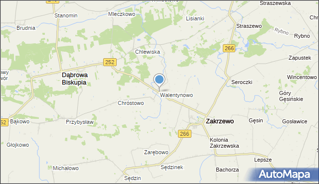 mapa Walentynowo, Walentynowo gmina Dąbrowa Biskupia na mapie Targeo